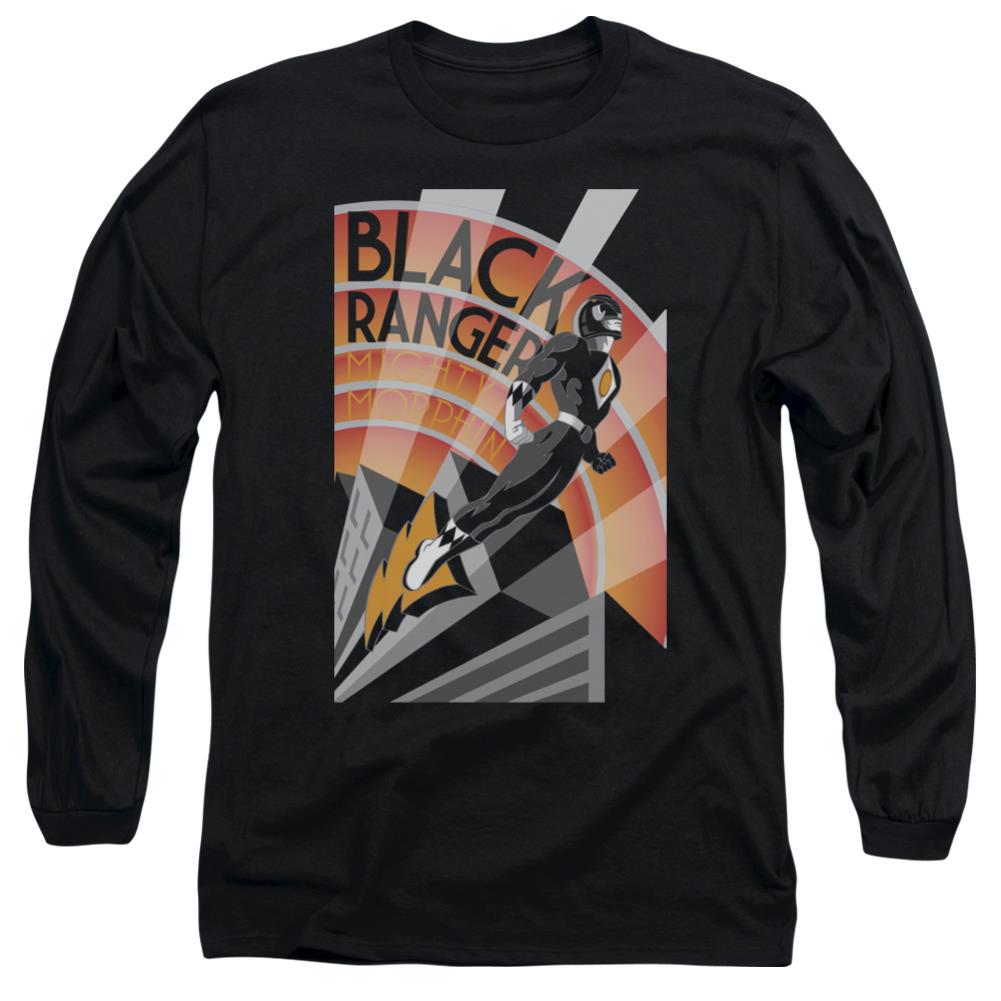 Mighty Morphin Power Rangers Black Ranger Deco Men's 18/1 Cotton Long-Sleeve T-Shirt