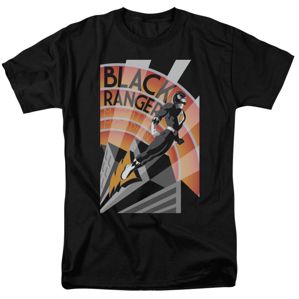 Mighty Morphin Power Rangers Black Ranger Deco Men's 18/1 Cotton Short-Sleeve T-Shirt