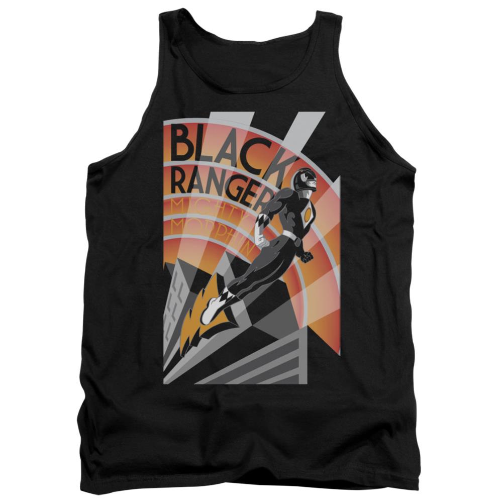 Mighty Morphin Power Rangers Black Ranger Deco Men's 18/1 Cotton Tank Top