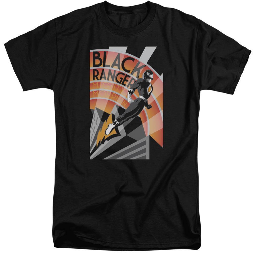 Mighty Morphin Power Rangers Black Ranger Deco Men's 18/1 Tall Cotton Short-Sleeve T-Shirt
