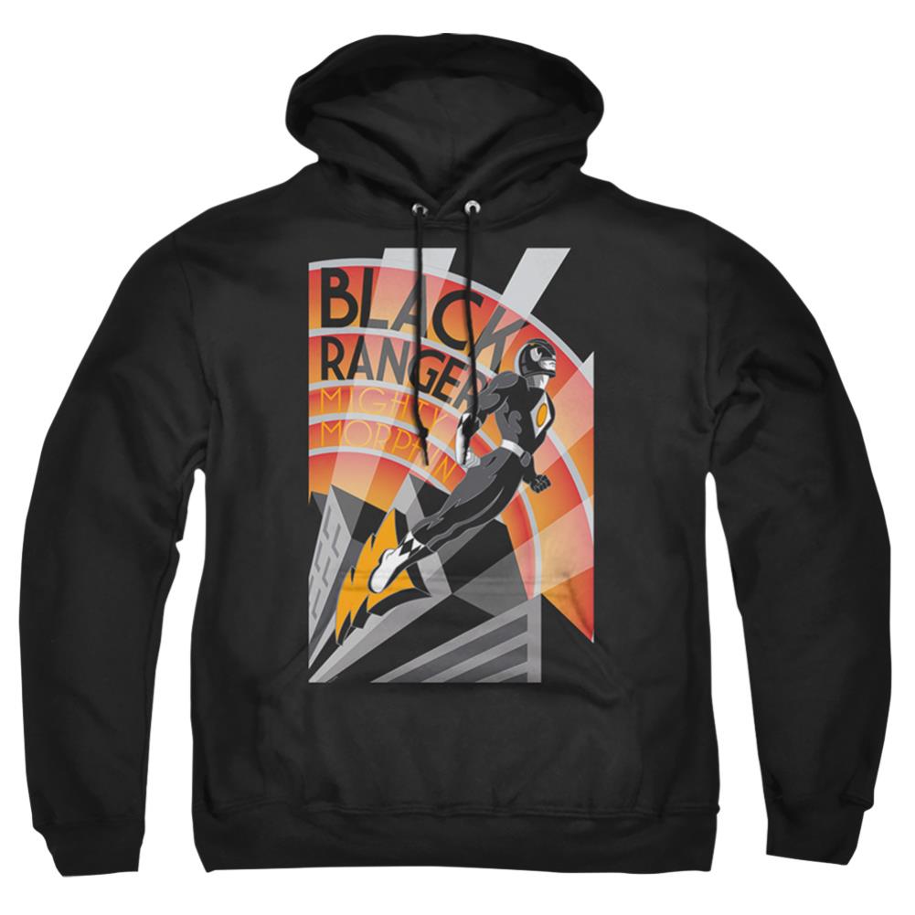 Mighty Morphin Power Rangers Black Ranger Deco Men's Pull-Over 75 25 Poly Hoodie