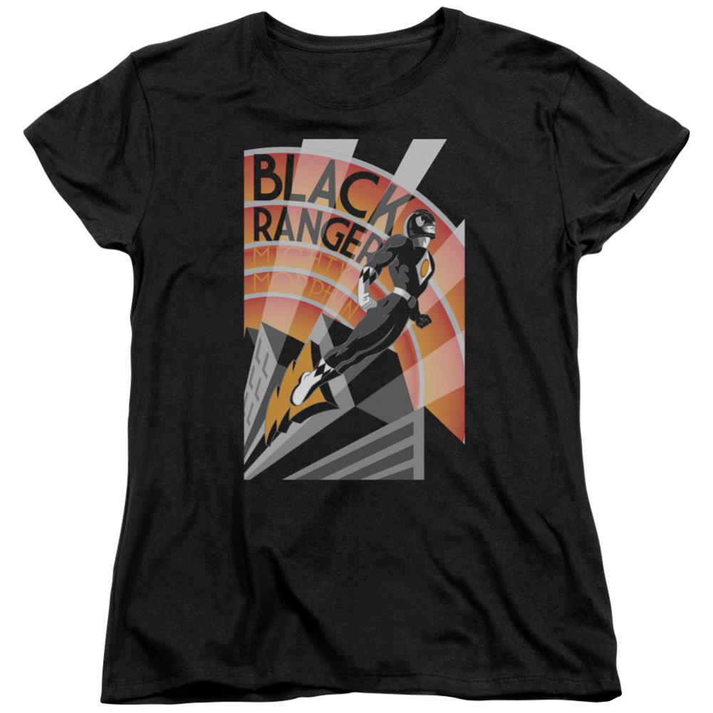 Mighty Morphin Power Rangers Black Ranger Deco Women's 18/1 Cotton Short-Sleeve T-Shirt