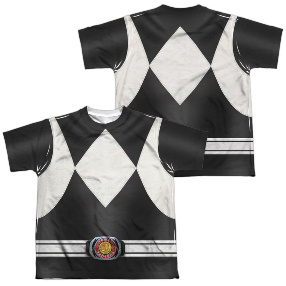 Mighty Morphin Power Rangers Black Ranger (Front/Back Print) Youth Regular Fit Poly Short-Sleeve T-Shirt