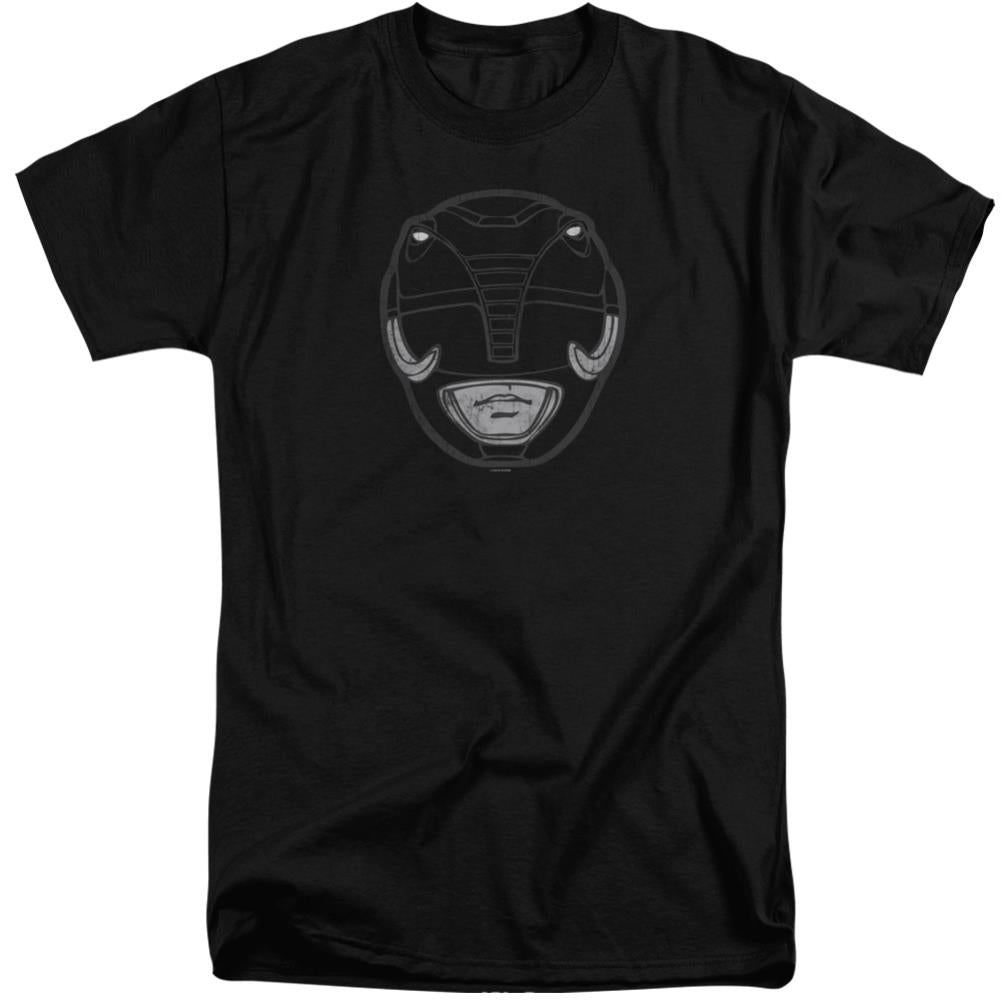 Mighty Morphin Power Rangers Black Ranger Mask Men's 18/1 Tall Cotton Short-Sleeve T-Shirt