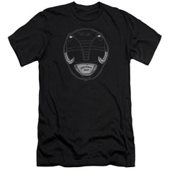 Mighty Morphin Power Rangers Black Ranger Mask Men's Ultra-Soft 30/1 Cotton Slim Short-Sleeve T-Shirt