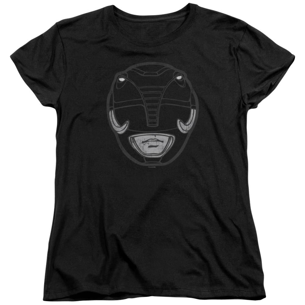 Mighty Morphin Power Rangers Black Ranger Mask Women's 18/1 Cotton Short-Sleeve T-Shirt