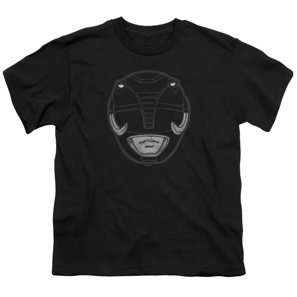 Mighty Morphin Power Rangers Black Ranger Mask Youth 18/1 100% Cotton Short-Sleeve T-Shirt