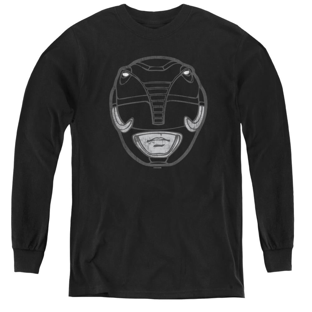 Mighty Morphin Power Rangers Black Ranger Mask Youth Long-Sleeve T-Shirt