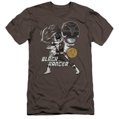 Mighty Morphin Power Rangers Black Ranger Men's Ultra-Soft 30/1 Cotton Slim Short-Sleeve T-Shirt