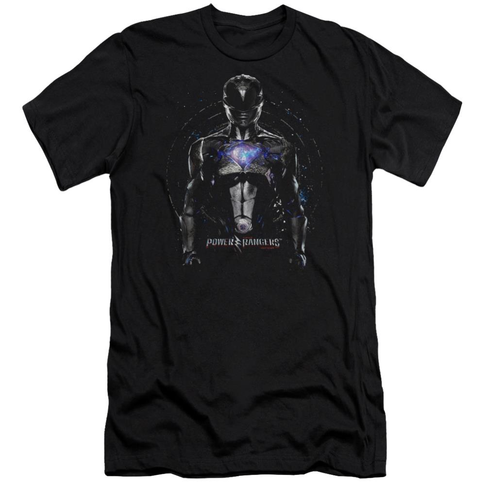 Mighty Morphin Power Rangers Black Ranger Men's Ultra-Soft 30/1 Cotton Slim Short-Sleeve T-Shirt