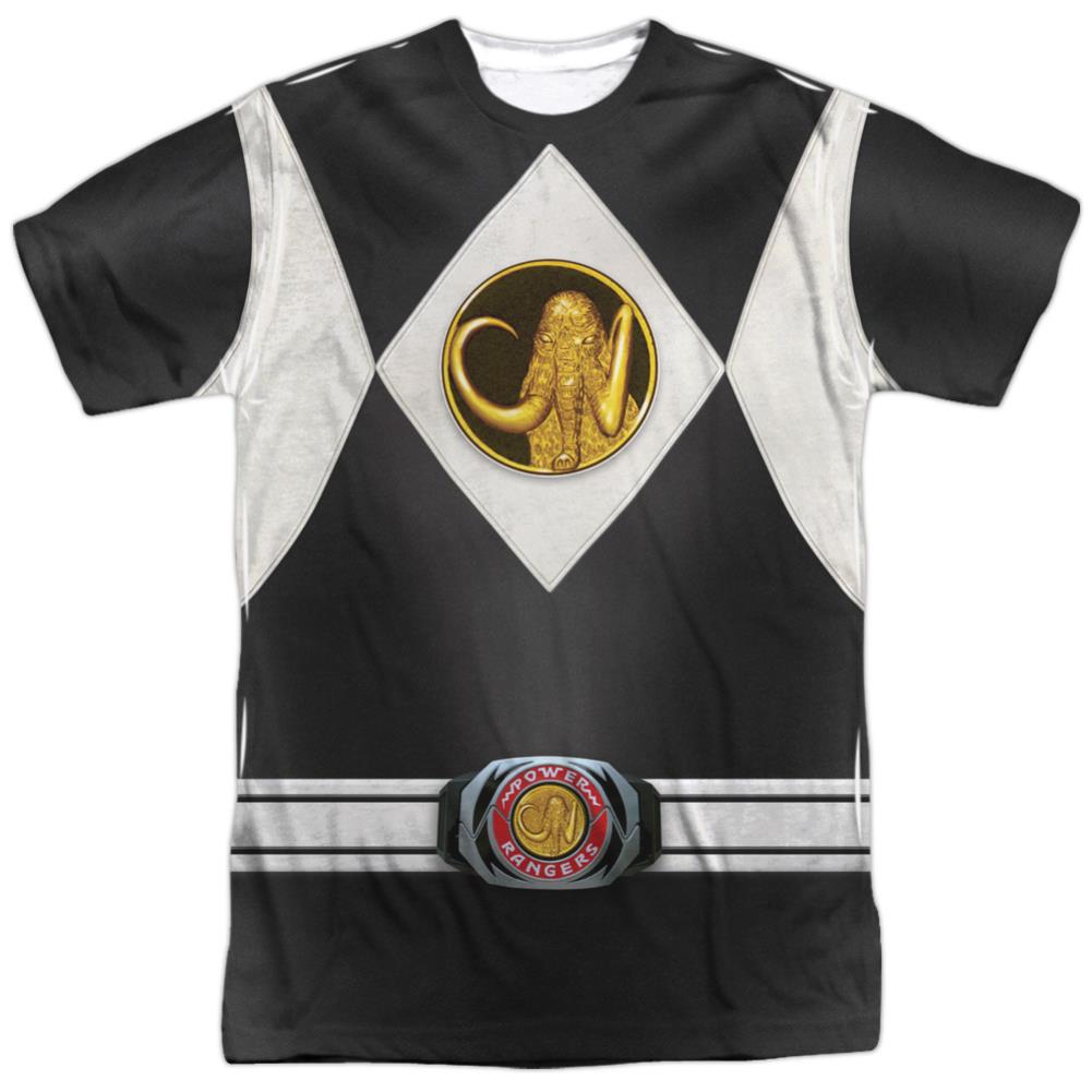 Mighty Morphin Power Rangers Black Ranger Uniform Men's Regular Fit Polyester Short-Sleeve T-Shirt