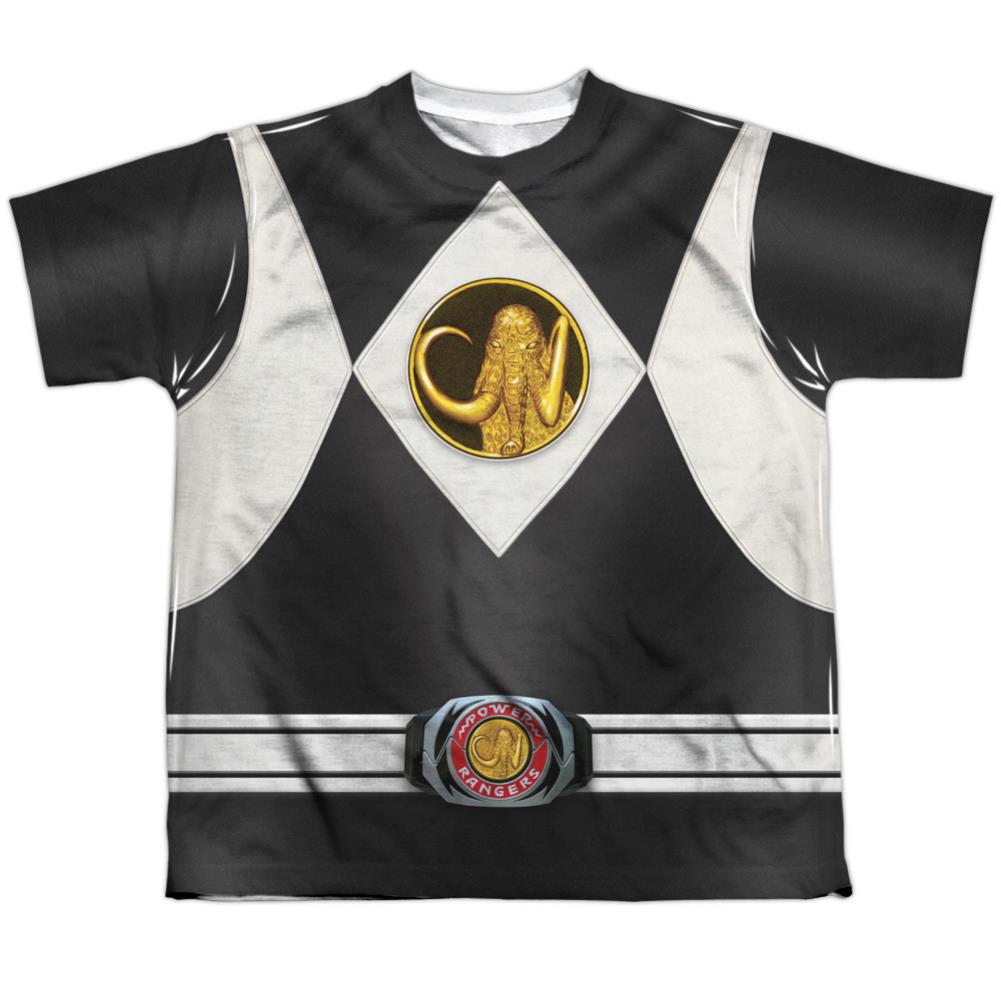 Mighty Morphin Power Rangers Black Ranger Uniform Youth Regular Fit Poly Short-Sleeve T-Shirt