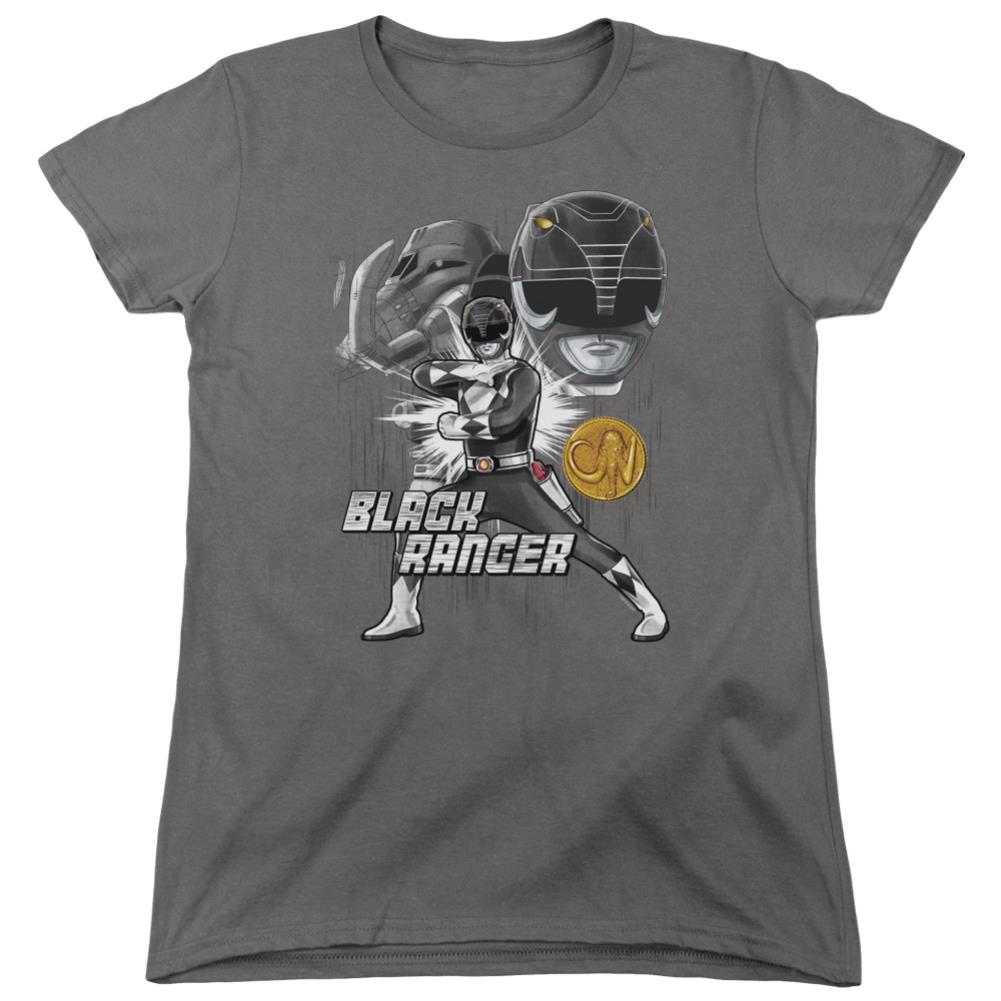 Mighty Morphin Power Rangers Black Ranger Women's 18/1 Cotton Short-Sleeve T-Shirt