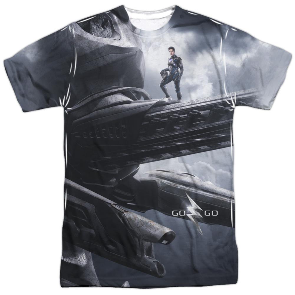 Mighty Morphin Power Rangers Black Zord Poster Men's Regular Fit Polyester Short-Sleeve T-Shirt