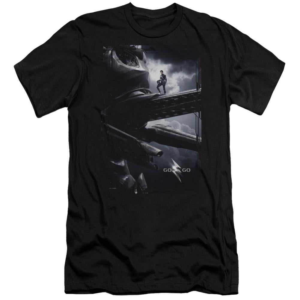Mighty Morphin Power Rangers Black Zord Poster Men's Ultra-Soft 30/1 Cotton Slim Short-Sleeve T-Shirt