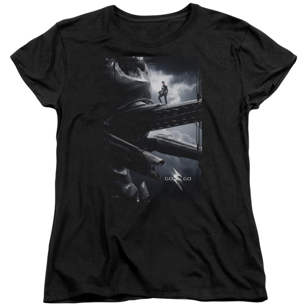 Mighty Morphin Power Rangers Black Zord Poster Women's 18/1 Cotton Short-Sleeve T-Shirt