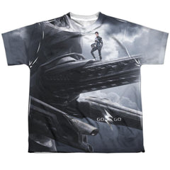 Mighty Morphin Power Rangers Black Zord Poster Youth Regular Fit Poly Short-Sleeve T-Shirt