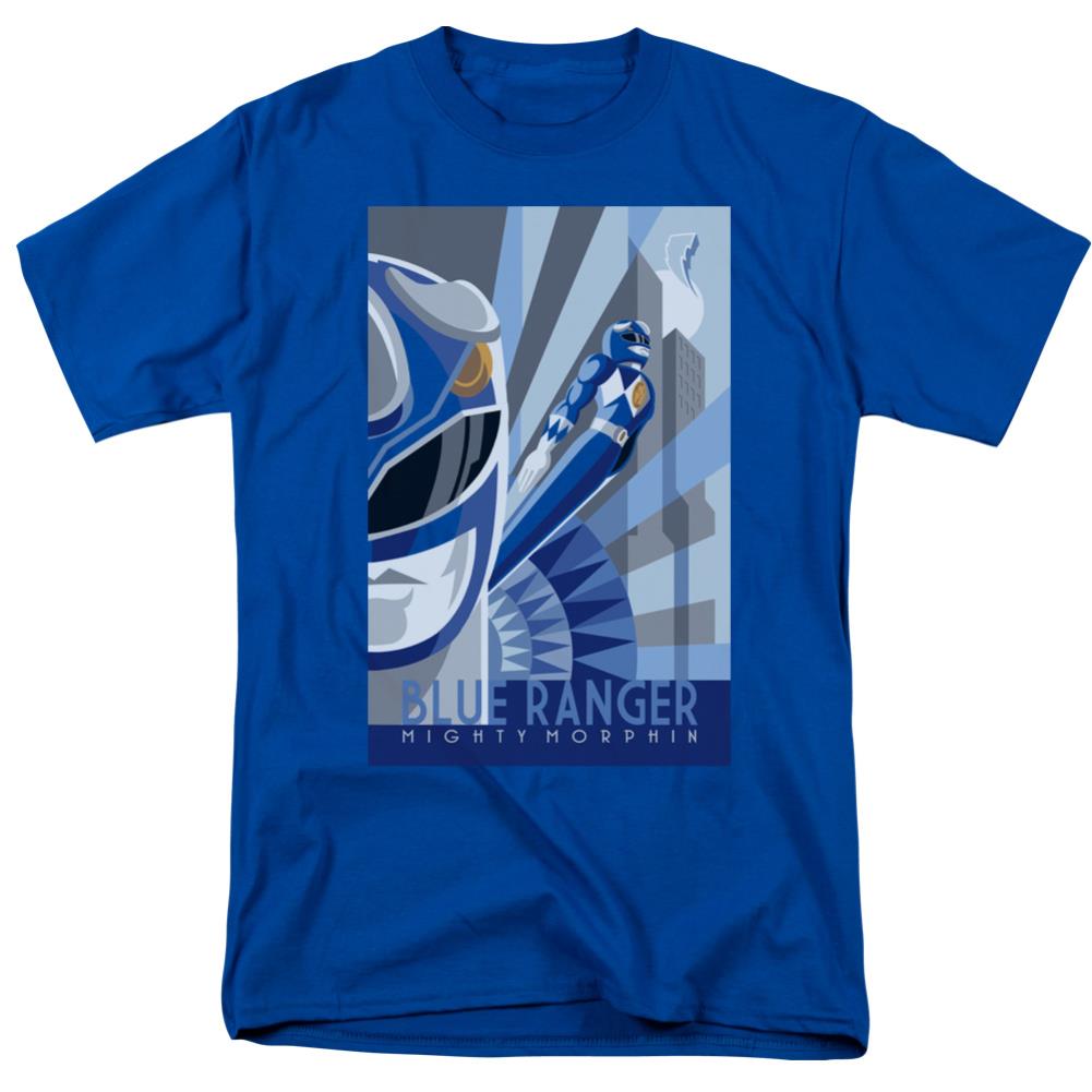 Mighty Morphin Power Rangers Blue Ranger Deco Men's 18/1 Cotton Short-Sleeve T-Shirt