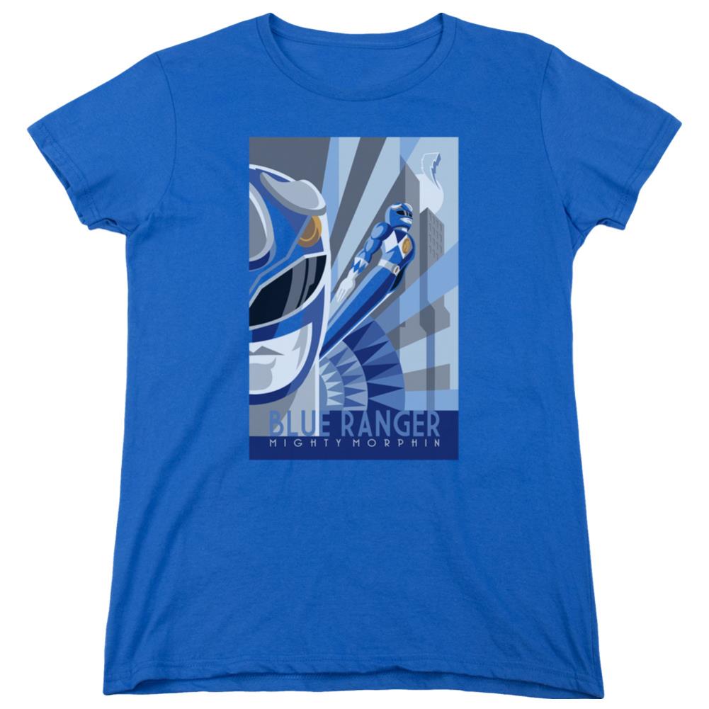 Mighty Morphin Power Rangers Blue Ranger Deco Women's 18/1 Cotton Short-Sleeve T-Shirt