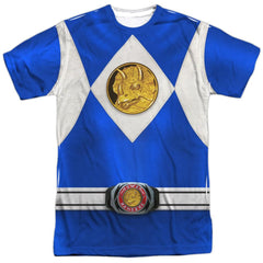 Mighty Morphin Power Rangers Blue Ranger Emblem Men's Regular Fit Polyester Short-Sleeve T-Shirt
