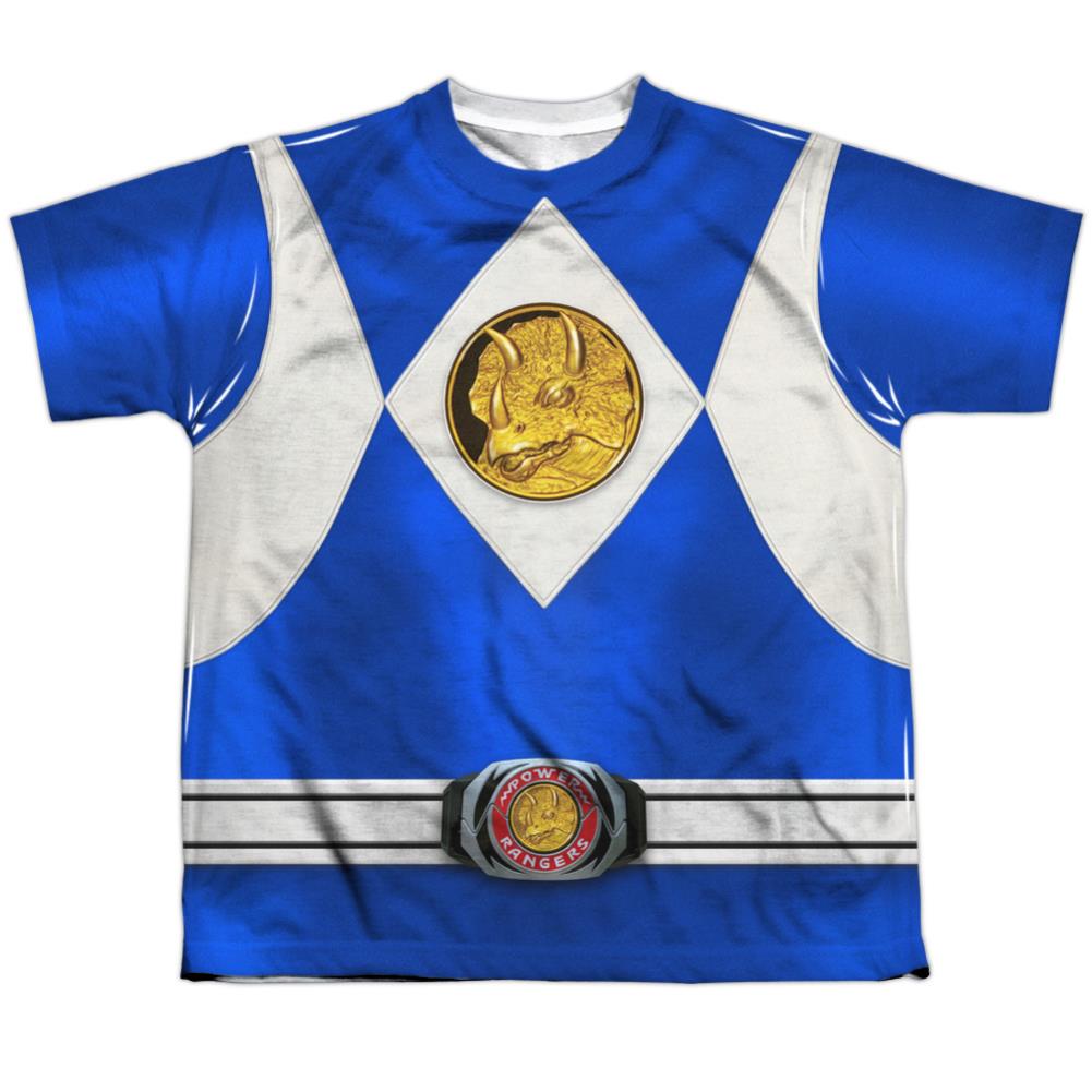 Mighty Morphin Power Rangers Blue Ranger Emblem Youth Regular Fit Poly Short-Sleeve T-Shirt