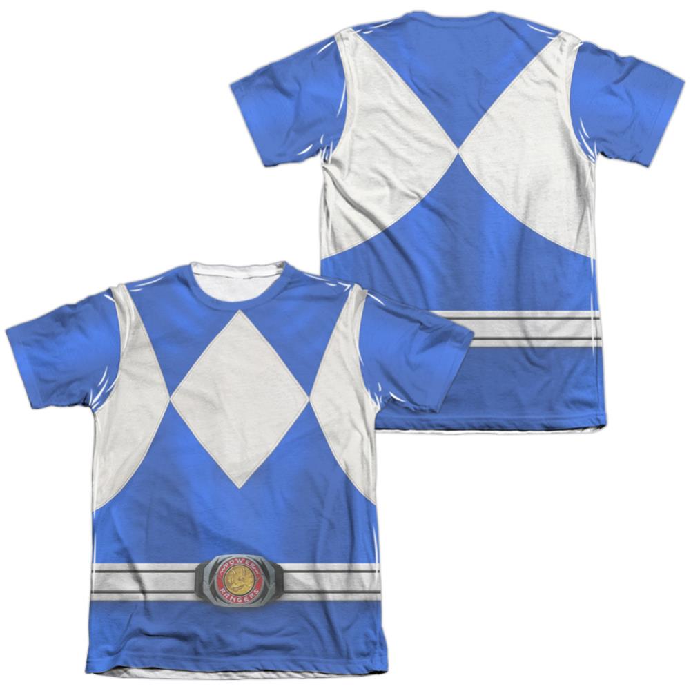 Mighty Morphin Power Rangers Blue Ranger (Front/Back Print) Men's Regular Fit Poly Cotton Short-Sleeve T-Shirt