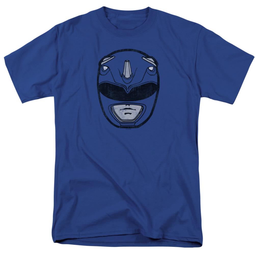 Mighty Morphin Power Rangers Blue Ranger Mask Men's 18/1 Cotton Short-Sleeve T-Shirt