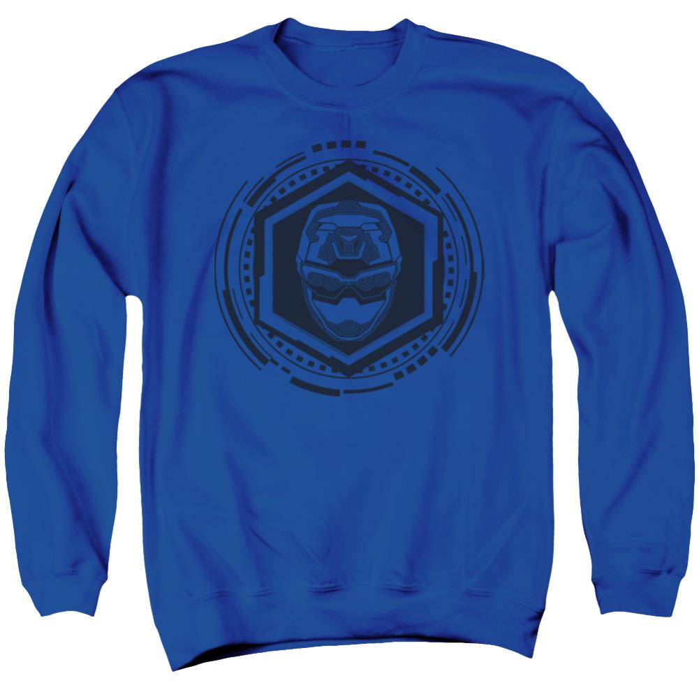 Mighty Morphin Power Rangers Blue Ranger Men's Crewneck 50 50 Poly Long-Sleeve T-Shirt
