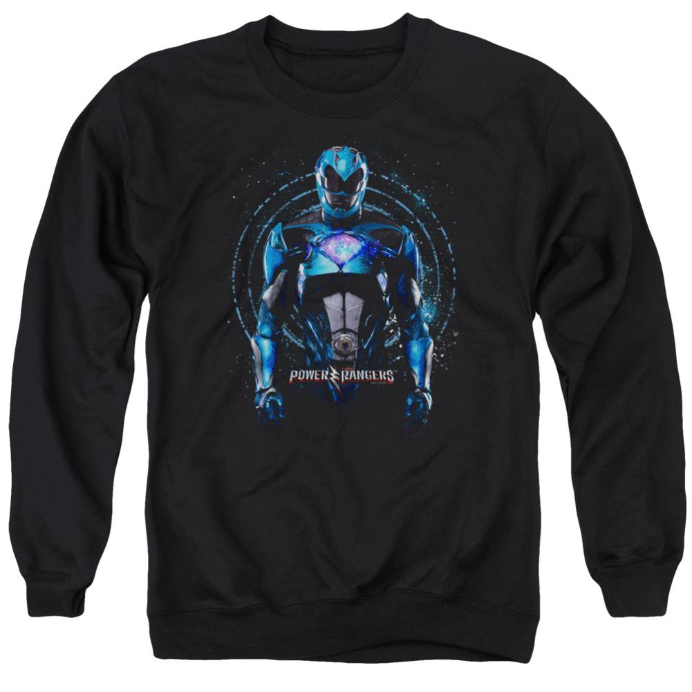 Mighty Morphin Power Rangers Blue Ranger Men's Crewneck 50 50 Poly Long-Sleeve T-Shirt