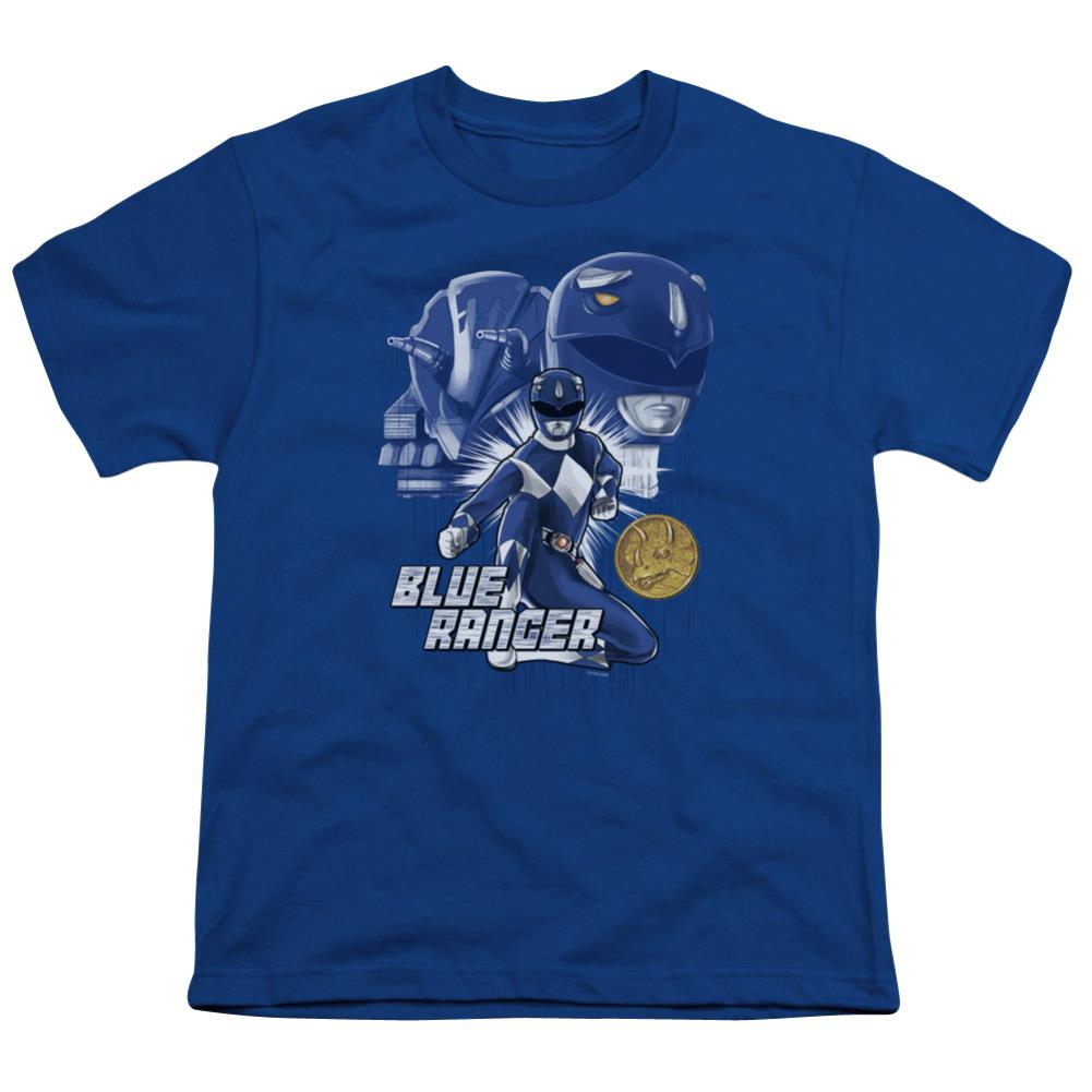 Mighty Morphin Power Rangers Blue Ranger Youth 18/1 100% Cotton Short-Sleeve T-Shirt
