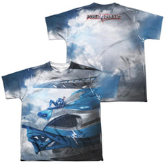 Mighty Morphin Power Rangers Blue Zord Poster (Front/Back Print) Youth Regular Fit Poly Short-Sleeve T-Shirt