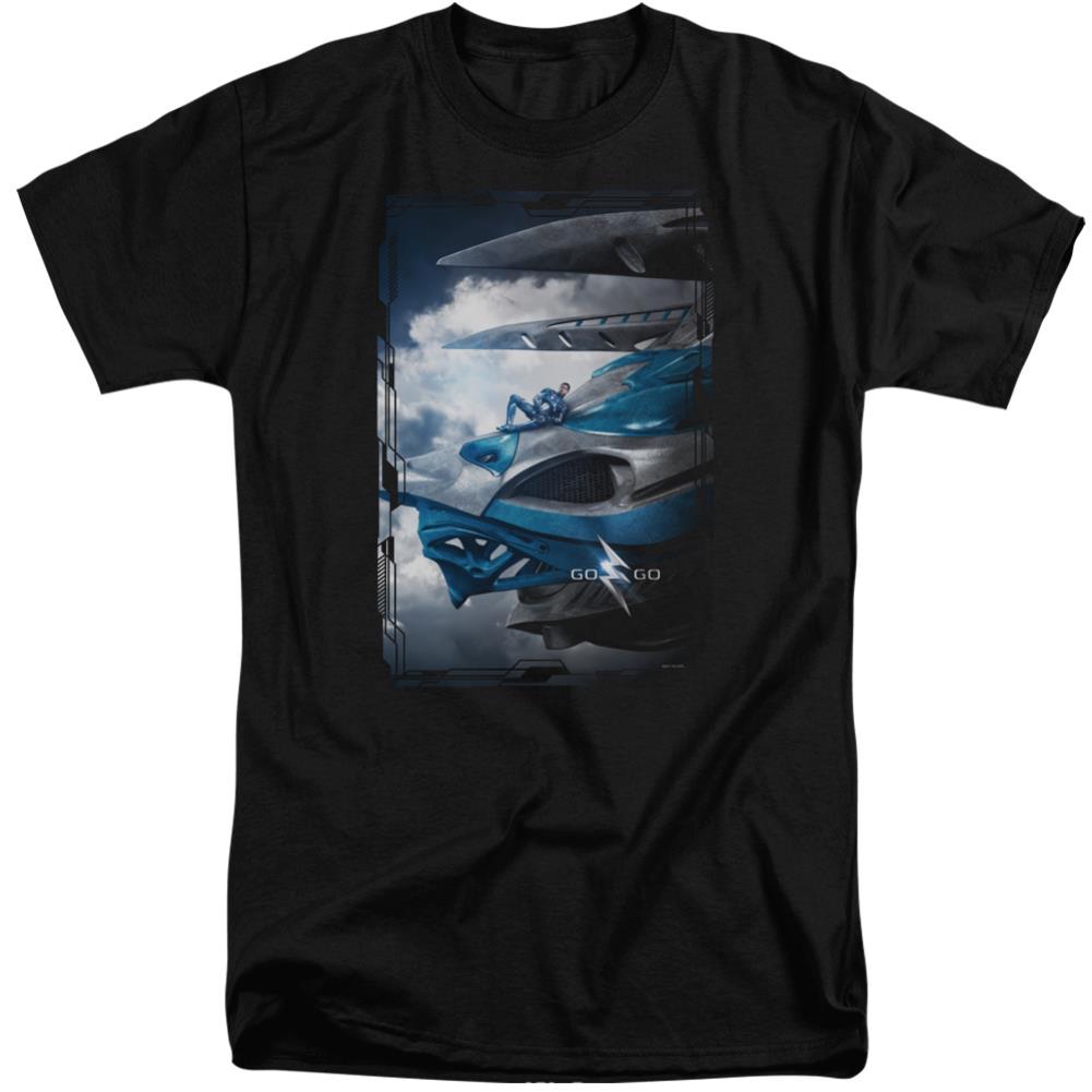 Mighty Morphin Power Rangers Blue Zord Poster Men's 18/1 Tall Cotton Short-Sleeve T-Shirt