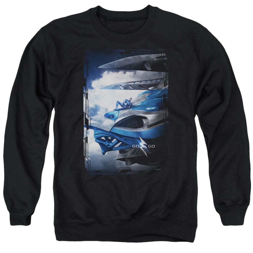 Mighty Morphin Power Rangers Blue Zord Poster Men's Crewneck 50 50 Poly Long-Sleeve T-Shirt