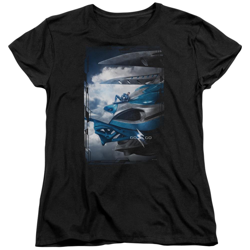 Mighty Morphin Power Rangers Blue Zord Poster Women's 18/1 Cotton Short-Sleeve T-Shirt