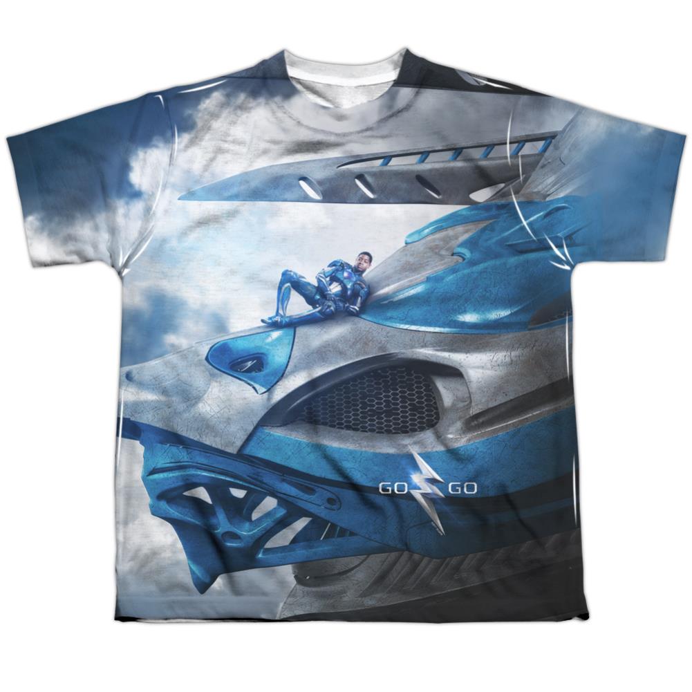 Mighty Morphin Power Rangers Blue Zord Poster Youth Regular Fit Poly Short-Sleeve T-Shirt