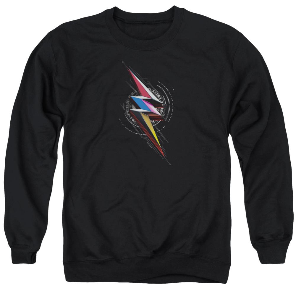 Mighty Morphin Power Rangers Bolt Sigil Men's Crewneck 50 50 Poly Long-Sleeve T-Shirt