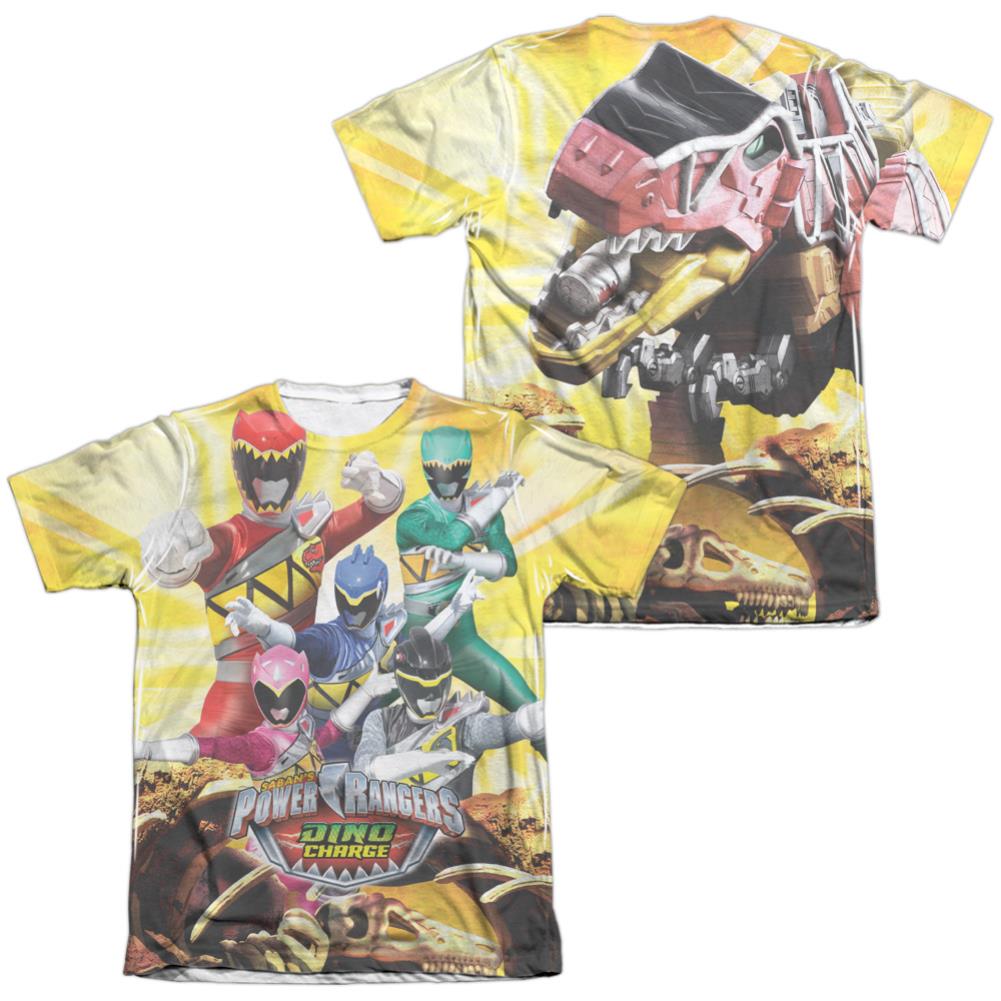 Mighty Morphin Power Rangers Charged For Battle (Front/Back Print) Men's Regular Fit Poly Cotton Short-Sleeve T-Shirt