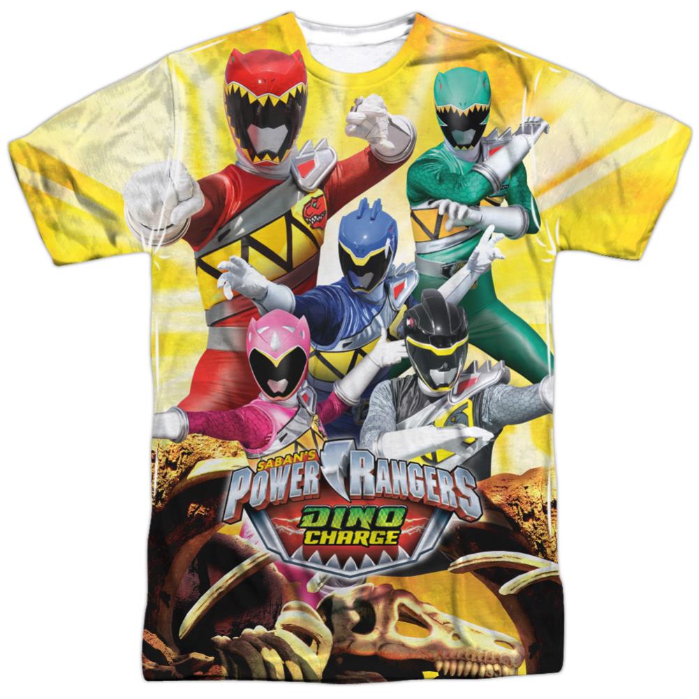 Mighty Morphin Power Rangers Charged For Battle Men's Regular Fit Polyester Short-Sleeve T-Shirt
