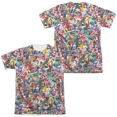 Mighty Morphin Power Rangers Crowd Of Rangers (Front/Back Print) Men's Regular Fit Poly Cotton Short-Sleeve T-Shirt