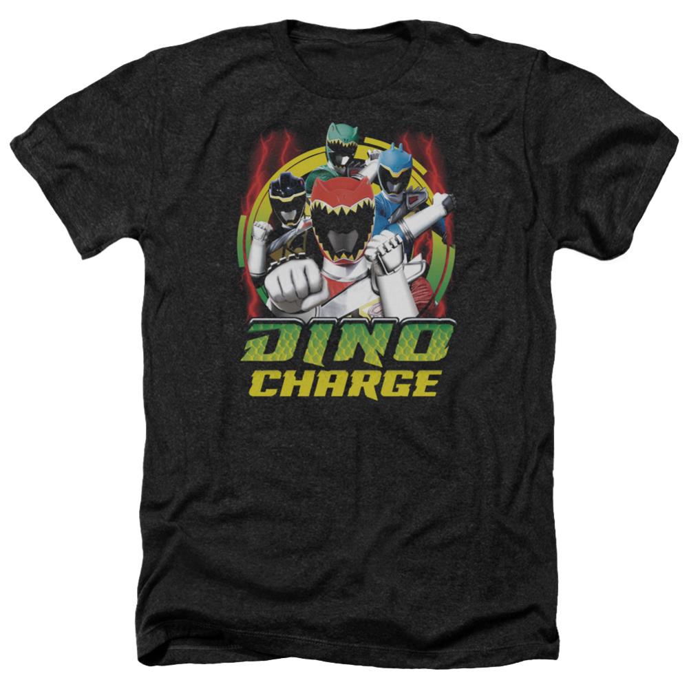 Mighty Morphin Power Rangers Dino Lightning Men's 30/1 Heather 60 40 Poly Short-Sleeve T-Shirt