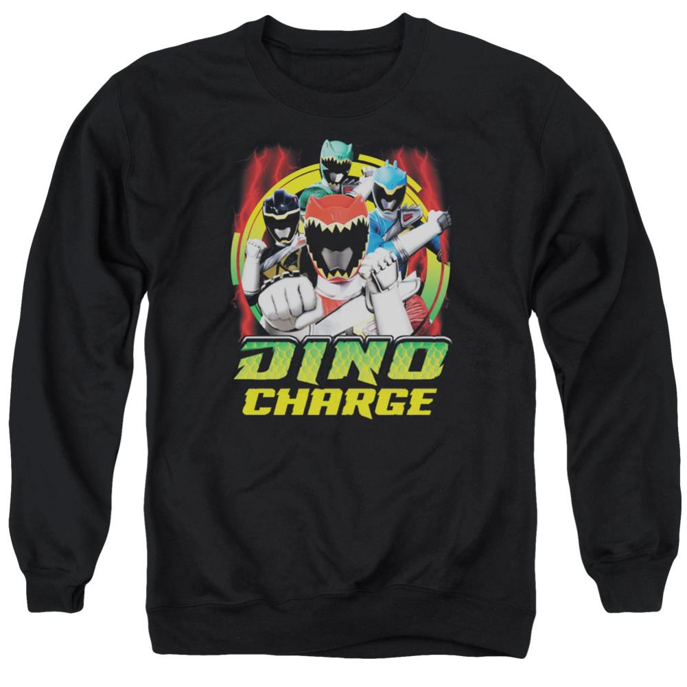 Mighty Morphin Power Rangers Dino Lightning Men's Crewneck 50 50 Poly Long-Sleeve T-Shirt