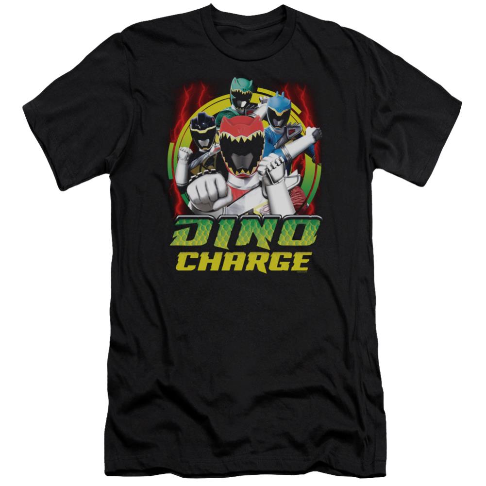 Mighty Morphin Power Rangers Dino Lightning Men's Ultra-Soft 30/1 Cotton Slim Short-Sleeve T-Shirt