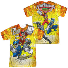 Mighty Morphin Power Rangers Go Go Dino Charge (Front/Back Print) Men's Regular Fit Polyester Short-Sleeve T-Shirt