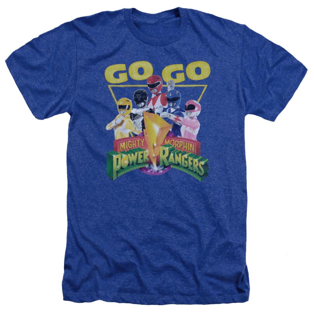 Mighty Morphin Power Rangers Go Go Men's 30/1 Heather 60 40 Poly Short-Sleeve T-Shirt