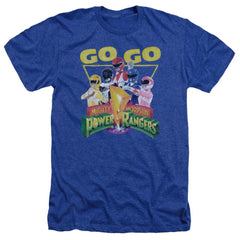 Mighty Morphin Power Rangers Go Go Men's 30/1 Heather 60 40 Poly Short-Sleeve T-Shirt
