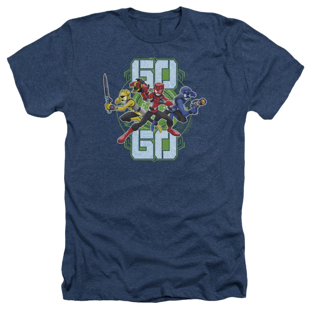 Mighty Morphin Power Rangers Go Go Men's 30/1 Heather 60 40 Poly Short-Sleeve T-Shirt