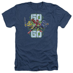 Mighty Morphin Power Rangers Go Go Men's 30/1 Heather 60 40 Poly Short-Sleeve T-Shirt