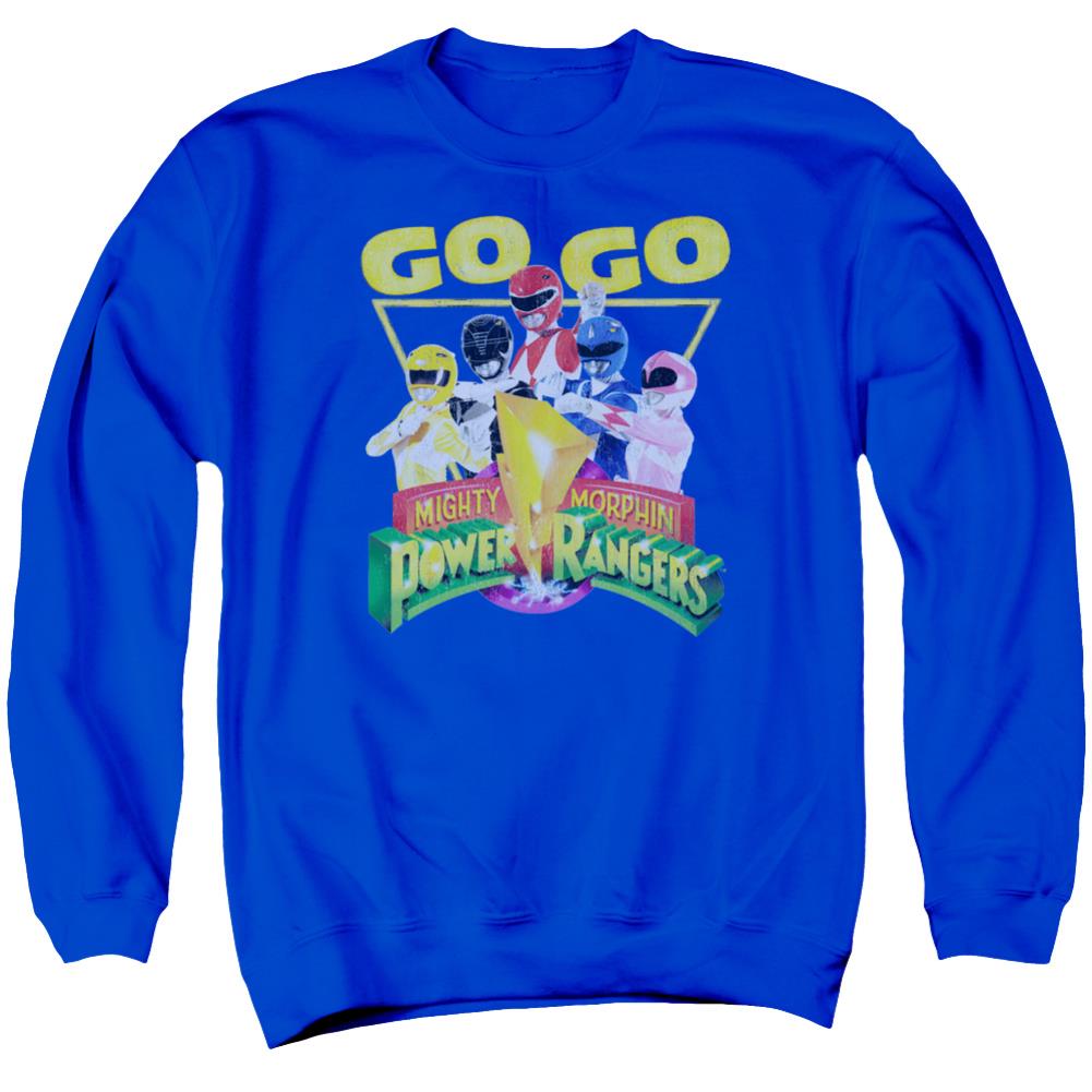 Mighty Morphin Power Rangers Go Go Men's Crewneck 50 50 Poly Long-Sleeve T-Shirt