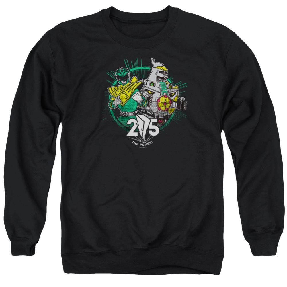 Mighty Morphin Power Rangers Green 25 Men's Crewneck 50 50 Poly Long-Sleeve T-Shirt