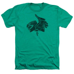 Mighty Morphin Power Rangers Green Men's 30/1 Heather 60 40 Poly Short-Sleeve T-Shirt
